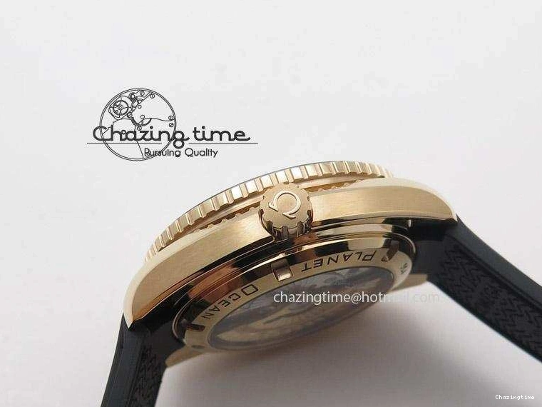 0418 Planet Ocean Professional Rose Gold Liquid Metal V6F 42mm On Black Rubber Strap A Vibrant 8266